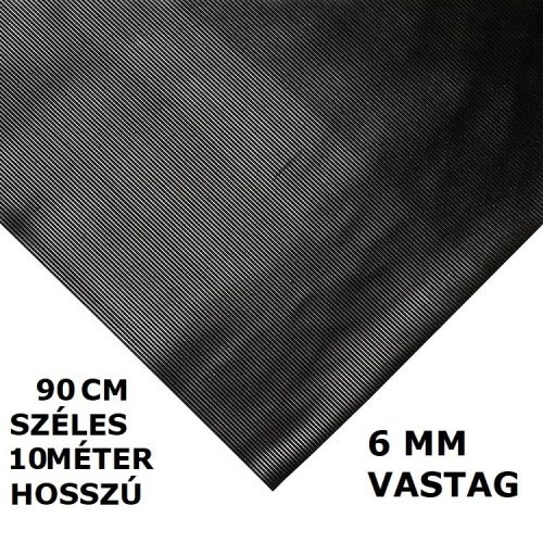 SBR 10 méter 6x900 mm Bordás gumiszőnyeg 90 cm széles 10 méter hosszú 6 mm vastag tekercs gumi védőborítás