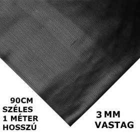   SBR 3x900 mm Bordás gumiszőnyeg sűrűn csíkozott 90 cm széles 3 mm vastag  méterenként rendelhető tekercs gumi védőborítás
