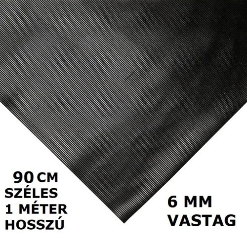 SBR 6x900 mm Bordás gumiszőnyeg 90 cm széles 6 mm vastag méterenként rendelhető tekercs gumi védőborítás