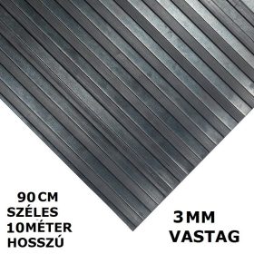   SBR 10 méter 3x900 mm Bordás gumiszőnyeg széles csíkozású 90 cm széles 10 méter hosszú 3 mm vastag tekercs gumi védőborítás