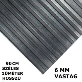 Bordás gumiszőnyeg széles csíkozású 90 cm széles 10 méter hosszú 6 mm vastag gumi védőborítás