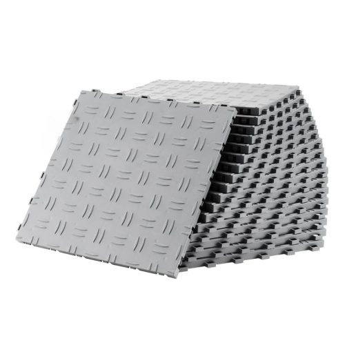 Garázspadló burkolólap 50 db-os készlet 305x305x13,4 mm ipari minőségű, csúszásmentes, ezüst színben