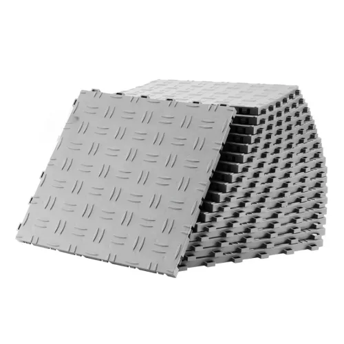 Garázspadló burkolólap 50 db-os készlet 305x305x13,4 mm ipari minőségű, csúszásmentes, ezüst színben