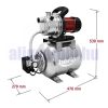 Rozsdamentes acél házi vízmű Hidrofor tartályos szivattyú házi vízmű 230 V 3800 liter/óra 1200 W