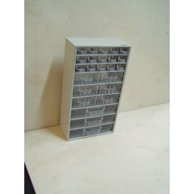   Szortimenter 30x55 cm, alkatrész tároló fiókos szekrény 3 nagy, 6 közepes és 15 kicsi fiók  fiókos tároló, csavar fakk, szerszám játék tartó doboz