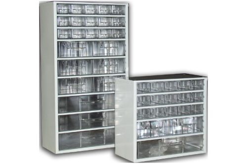 Szortimenter 30x55 cm, fémházas alkatrész tároló fiókos szekrény, 8 nagy fiók fiókos tároló, csavar fakk, szerszám játék tartó doboz