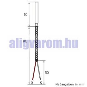 Hőmérséklet érzékelő PT100 magas 400°C hőmérsékletet bíró jeladó, rozsdamentes acél