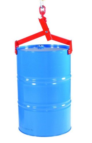 Hordóemelő daruhorgos kivitel, függőlegesen, azaz a talpán álló 210 literes fémhordó felemelésére 350 kg teherbírás