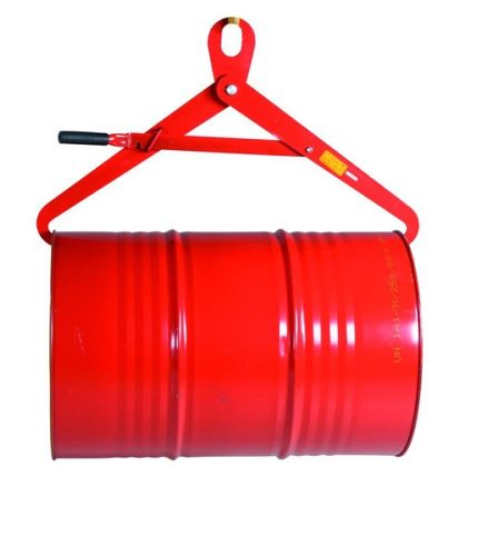 Hordóemelő daruhorgos kivitel, vízszintesen, azaz fekvő 210 literes fémhordó felemelésére 500 kg teherbírás