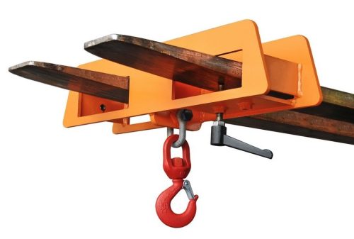 Hordóemelő függeszthető kiegészítő, daruhorog 2 targonca villára, 1500 kg teherbírású