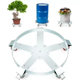   Hordószállító 250 liter acél hordógörgő 5 kerékkel 567 kg teherbírású 