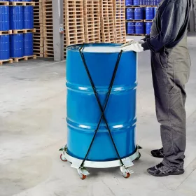   Hordószállító 250 liter acél hordógörgő 5 kerékkel 567 kg teherbírású 