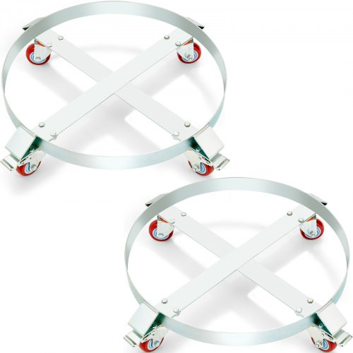 2x dobkocsi 250L szállító kocsi szénacél gördülő deszka belső átmérő Ø 607mm Dobkocsi 4 univerzális kerekekkel, fékkel Gördülő kocsi Szállító kocsi szállító kocsi dobok szállítására 454kg-ig.