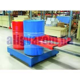   Hordótároló állvány és kármentő tálca egy hordó számára védőkorláttal