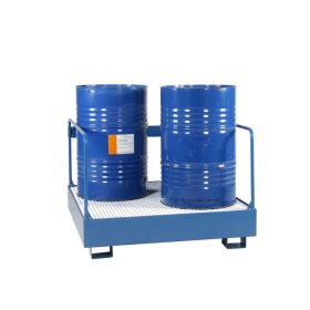   Hordótároló állvány és kármentő tálca 4 hordó számára védőkorláttal