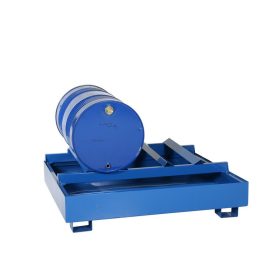   Hordótartó és hordó tároló állvány fekvő kivitel 2 hordó számára kármentő tálcával