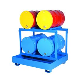   Hordótartó és hordó tároló állvány fekvő kivitel 4 hordó számára kármentő tálcával