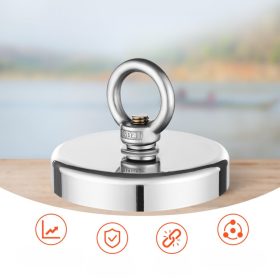   Kompakt méretű, 454 kg húzóerejű mágneses horgászkészlet egyoldalas, N35 neodímium mágnessel, rozsdamentes kialakítással