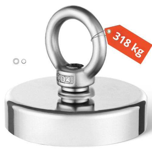  Kompakt méretű, 318 kg húzóerejű egyoldalas mágneses horgászkészlet N35 neodímium mágnessel, kültéri fémkereséshez, vízálló, rozsdamentes kivitelben