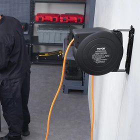    Professzionális fali kábeldob automatikus felcsévéléssel – 2,5 mm² hosszabbítókábel, 1600 W teljesítmény, IP-védelemmel, 180°-ban forgatható konzollal