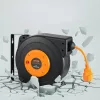 Automatikus fali kábeldob 15 méteres hosszabbítóval – 1000 W teljesítmény 1,5 mm² kábel, túlmelegedés-védelemmel, 180°-ban elforduló fali konzollal,