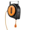 Fali automata ipari kábeldob 19 méteres hosszabbítóval – 1600 W teljesítmény 2,5 mm² kábel, 180°-ban forgatható fali konzol, IP-védett