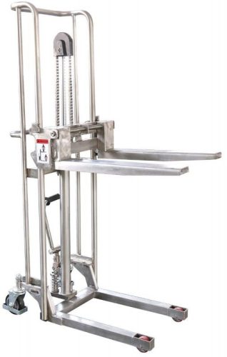 Rozsdamentes magasemelésű raklapmozgató targonca 400 kg 1500 mm saválló inox emelőasztal lappal