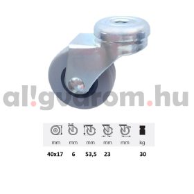   JDPE 0405 1001 Forgó kerék, 40 mm, 30 kg teherbírás, furatos felfogatás