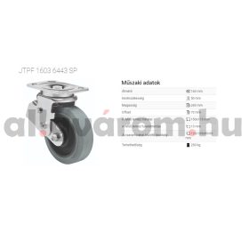   JTPF 1603 6443 SP prémium PERFORMA tömörgumi futófelület, 160 mm átmérő, 250 kg teherbírás, dupla golyós csapágyazás