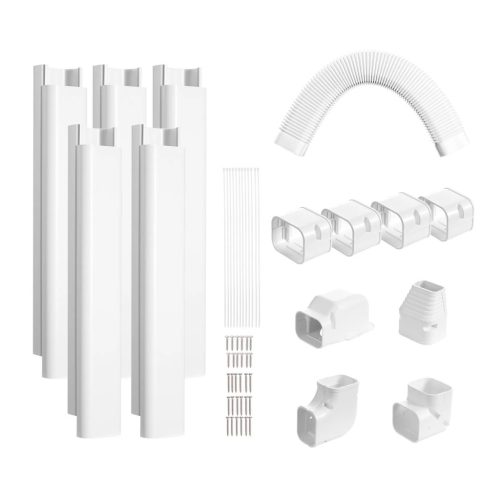 Mini split kábelcsatorna készlet 76 mm széles 3110 mm hosszú PVC csővezeték burkolat klímához 5 egyenes csatornával