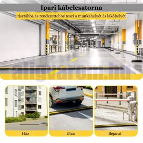   Kábelhíd, ipari kábelcsatorna 4 db 1 csatornás kábelvédő 100x15x3 cm padlócsatorna esésgátló parkolókba, raktárakba