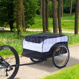   Kerékpár utánfutó szállítódoboz 130x75x86 cm fehér-fekete színben 40 kg teherbírás