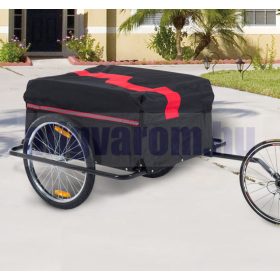   Kerékpár utánfutó szállítókocsi 140x88x60 cm fekete piros színben 40 kg teherbírás 