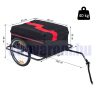 Kerékpár utánfutó szállítókocsi 140x88x60 cm fekete piros színben 40 kg teherbírás 