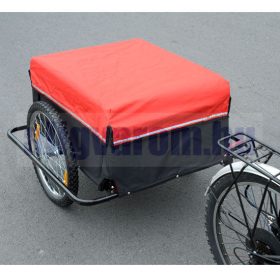   Kerékpár utánfutó szállítókocsi 140x88x60 cm piros fekete színben 40 kg teherbírás 