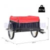 Kerékpár utánfutó szállítókocsi 140x88x60 cm piros fekete színben 40 kg teherbírás 