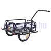 Kerékpár utánfutó szállítókocsi 156x72x82 cm fekete színben 40 kg teherbírás fogantyú kézikocsiként való használatra