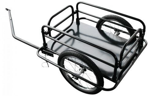 Kerékpár utánfutó rácsos áruszállító 50 kg teherbírás fúvott gumi, összecsukható