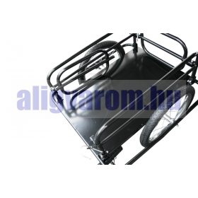   Kerékpár utánfutó rácsos áruszállító 50 kg teherbírás fúvott gumi, összecsukható