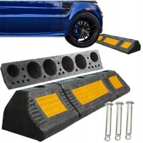   Kerékütköző,  túlfutásgátló gumi 590 mm széles gumi parkolást segítő ütközésvédő, csavarokkal