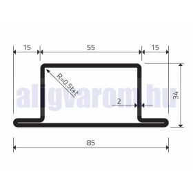   Lemez szegő profil perforált lemez keret 85x34x55 mm kezeletlen acél 2000 mm szál