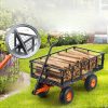 Kéttengelyes billenős kerti szállítókocsi – 181 kg teherbírással, 2 az 1-ben kialakításban, 25,5 cm-es gumikkal, levehető oldalfalakkal, hálós rögzítővel
