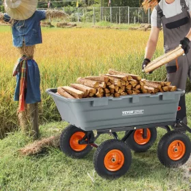   Masszív, billenthető kerti kézikocsi 544 kg teherbírással – acélvázas, 33 cm gumikerékkel és vonószemes fogantyúval, kültéri és mezőgazdasági szállítási feladatokra