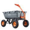Extra nagy teherbírású billenthető kerti kézikocsi – 680 kg szállítási kapacitás, acélvázas kivitel, vonószemes fogantyúval és 33 cm-es gumikerékkel, kültéri és mezőgazdasági felhasználásra