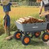 Extra nagy teherbírású billenthető kerti kézikocsi – 680 kg szállítási kapacitás, acélvázas kivitel, vonószemes fogantyúval és 33 cm-es gumikerékkel, kültéri és mezőgazdasági felhasználásra