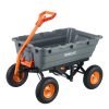 Extra nagy teherbírású billenthető kerti kézikocsi – 680 kg szállítási kapacitás, acélvázas kivitel, vonószemes fogantyúval és 33 cm-es gumikerékkel, kültéri és mezőgazdasági felhasználásra