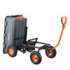 Extra nagy teherbírású billenthető kerti kézikocsi – 680 kg szállítási kapacitás, acélvázas kivitel, vonószemes fogantyúval és 33 cm-es gumikerékkel, kültéri és mezőgazdasági felhasználásra