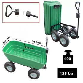   Kerti kocsi billenő funkcióval 400 kg-os kézikocsi dönthető szállító kocsi 