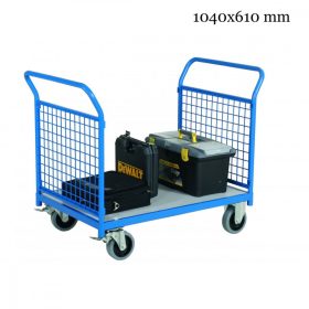   Nagy teherbírású kézikocsi 1040x610 mm 2 rácsos tolókarral szállítókocsi 800 kg teherbírás 