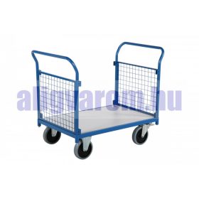   Nagy teherbírású kézikocsi 1040x710 mm 2 rácsos tolókarral és 1 oldalfallal szállítókocsi 800 kg teherbírás 